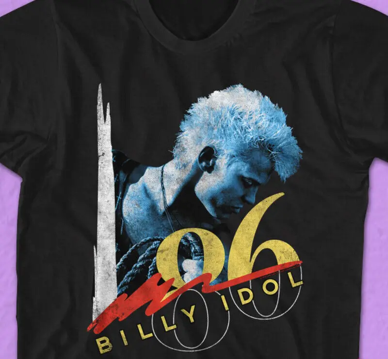 Новинка 1986, популярная Черная Мужская футболка Билли идол, модель FN034