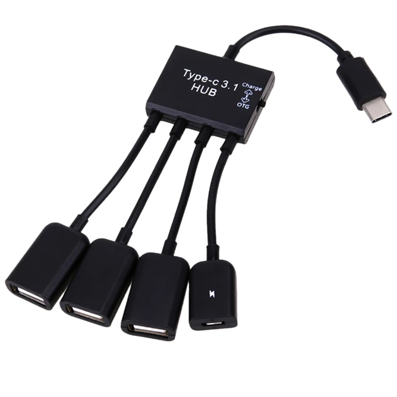 

Type-C To Micro-USB Hub USB 3.1 4-Port Powered OTG Hub