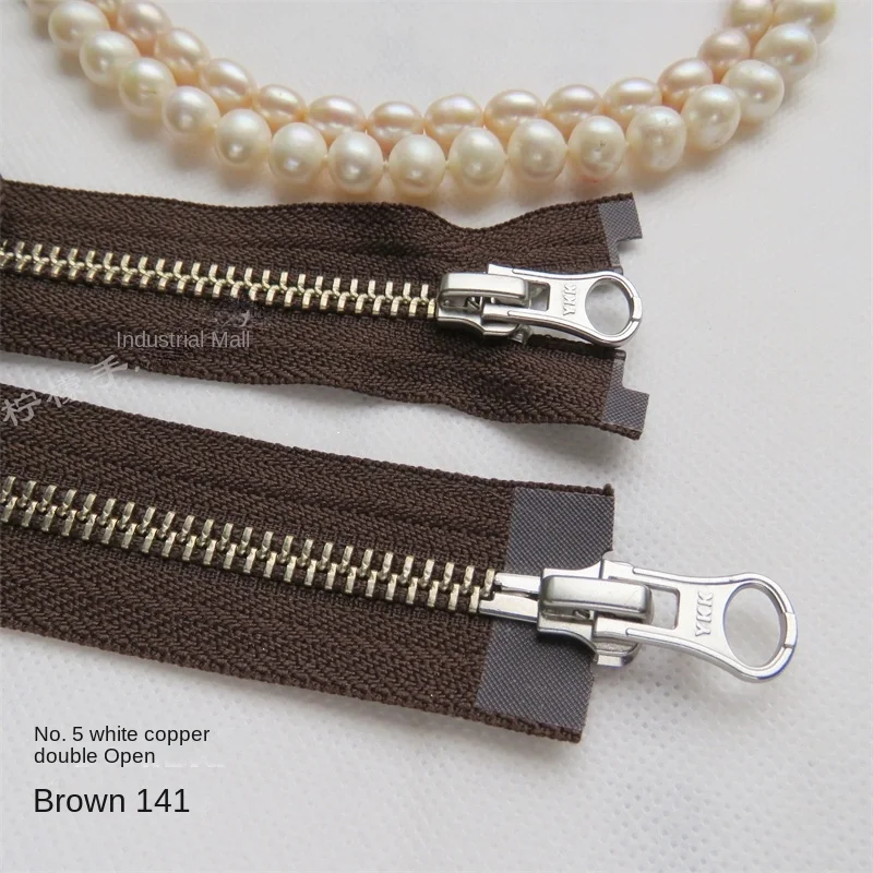 

YKK молния Размер 5 металлическая белая медная двойная 60-120 см