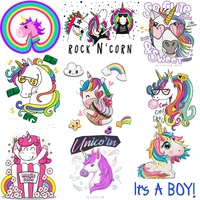 unicorn cartoon patch clothing thermo adhesive letters for clothes transfer sticker patches for clothes iron on for t shirt