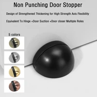 zinc alloy rubber door stopper non punching sticker hidden door holder catch floor mounted nail free door stop door hardware