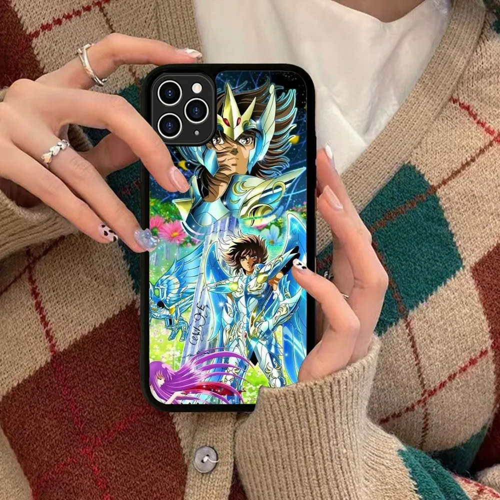 Saint Seiya Anime Black Phone Case Silicone PC+TPU For iPhone 11 12 13 14 15 16 Plus Pro Max Cover