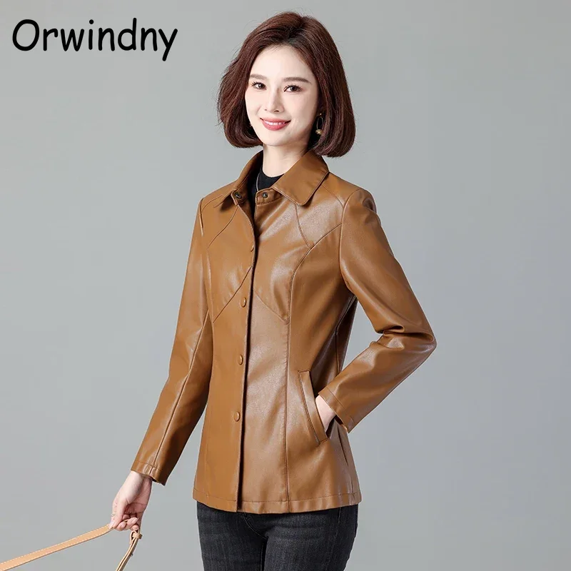 Высококачественная Весенняя кожаная куртка Женская однобортная замшевая