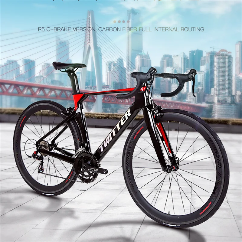 2022TWITTER NEWEST R5 Carbon Fiber Road Bike 24Speed Road Bicycle with Carbon WheeL 700C bicicleta gravel bike bicycles for men