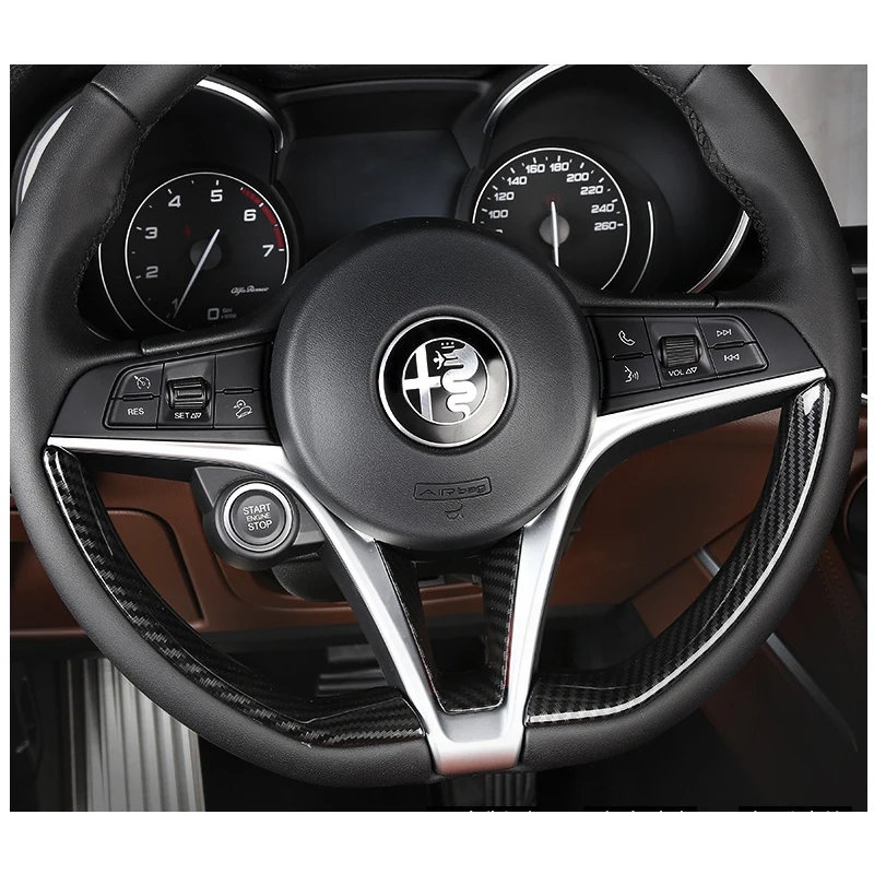 

Carbon Fiber Pattern Steering Wheel Decoration Cover Bright Strip for Alfa Romeo Giulia Stelvio 16-19 Modification Accessorie