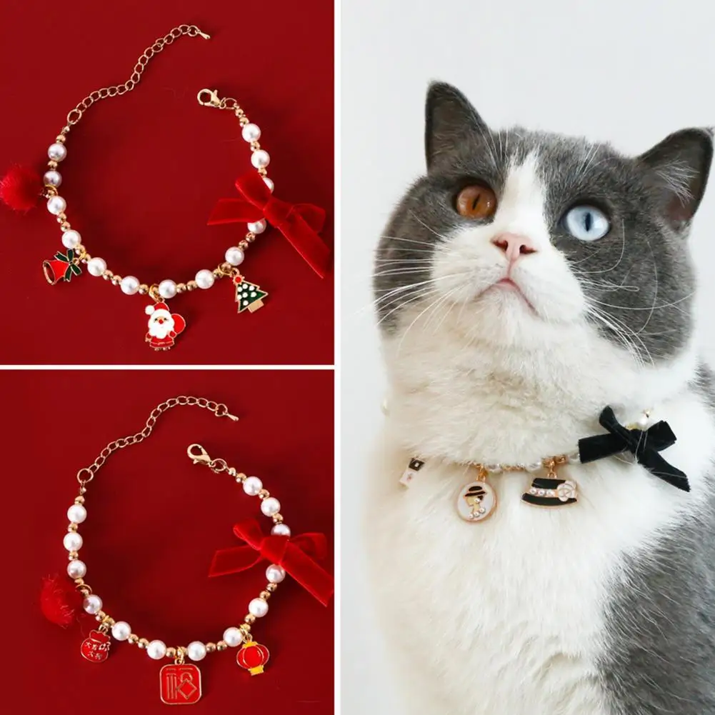 

Adjustable Lovely Kitten Dogs New Year Collar Portable Cat Collar Bright Color for Holiday