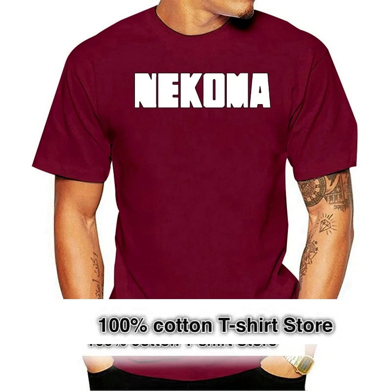 Printed Men T Shirt Cotton tShirt O Neck Short Sleeve  Style Nekoma Jersey Logo Shirt Design (Red) Anime Women T Shirt