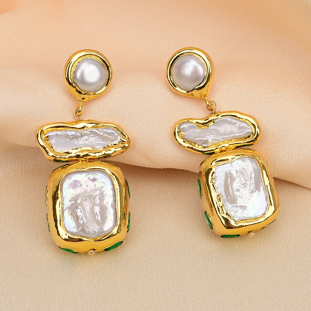 Серьги-гвоздики с искусственным пресноводным белым жемчугом