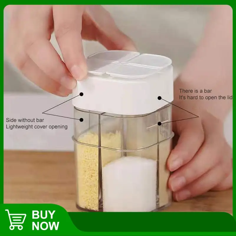 

4-in-1 Clamshell Seasoning Tank Household Plastic Flap Seasoning Storage Bottles Combination Sealing Moisture Proof Spice Jars