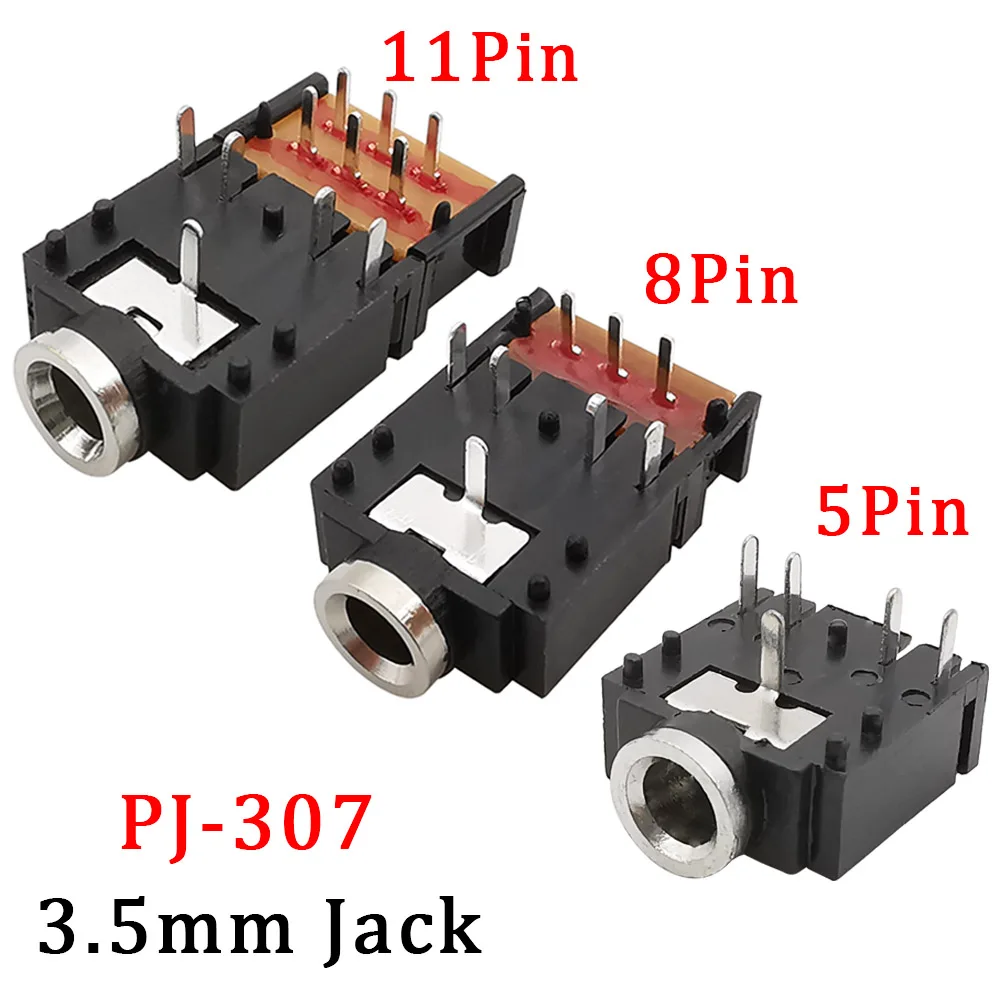 10 шт. PJ-307 3 5 мм разъем стерео аудио для наушников PJ307-5P PJ307-8P PJ307-11Pin двухканальный