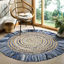 Tapis de salon moderne réversible, 100% naturel, en Denim, fait à la main, pour salon, chambre à coucher  (1)