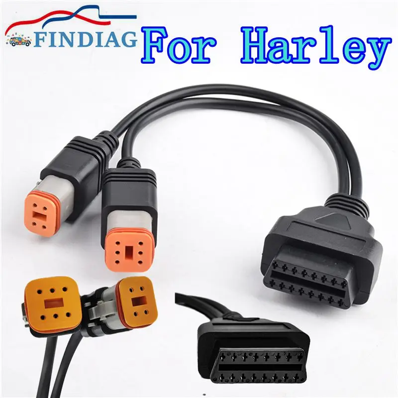 

Мотоцикл Harley Davidson, 6-контактный, 4-контактный Адаптер, Диагностический Сканер OBD2 «два В Одном», Черный Кабель-адаптер