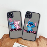 cute lovely cartoon stitch phone case for iphone 13 12 11 pro max mini xs 8 7 plus x se 2020 xr matte transparent cover