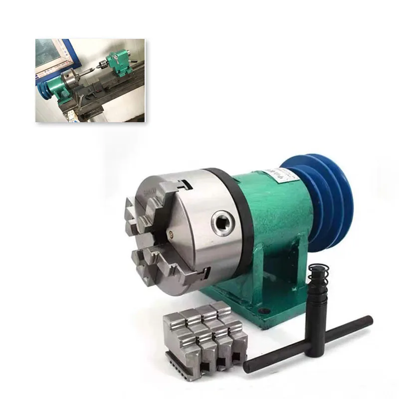

Lathe Bead Machine Chuck, Household DIY Small Woodworking Rotary Seat, Three Claw Chuck Flange Pulley Lathe Spindle Tool