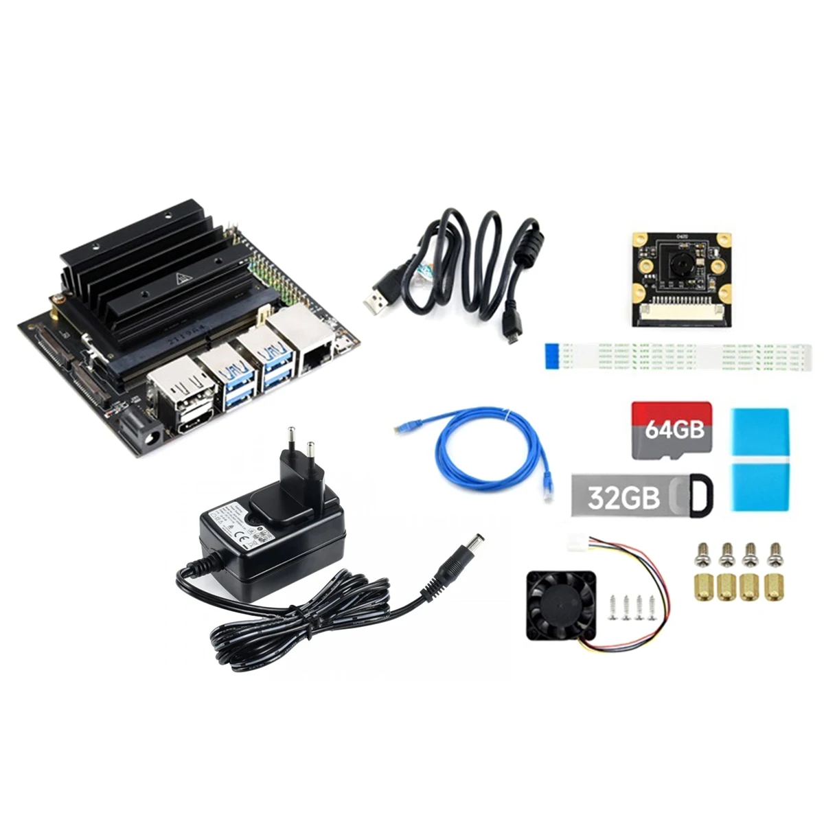 

Комплект макетной платы EMMC AI для Jetson Nano 4 Гб + 16 Гб (B01) с материнской платой Jetson Nano Core + комплект камеры 800 Вт + вентилятор (вилка стандарта ЕС)