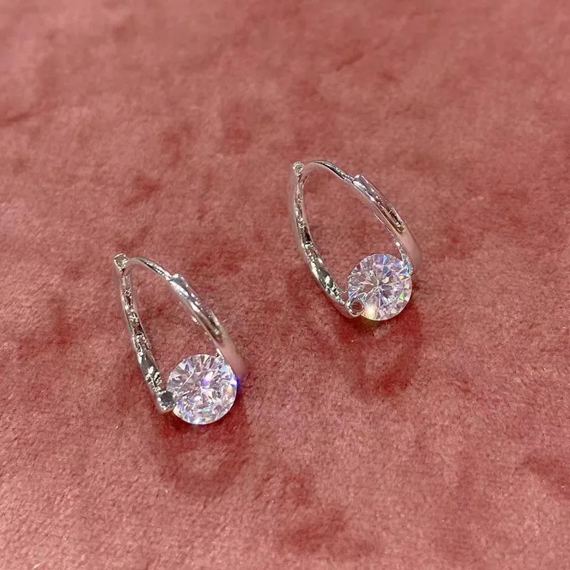 

Женские серьги-кольца из серебра 925 пробы, с цирконом