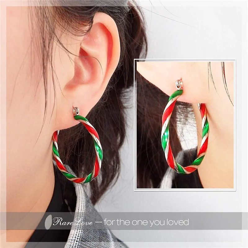 

Europe America Exaggerate Atmosphere Fashion Personality Christmas Colorful Spiral Geometry Ear ring Ear buckle Buckle Earrings