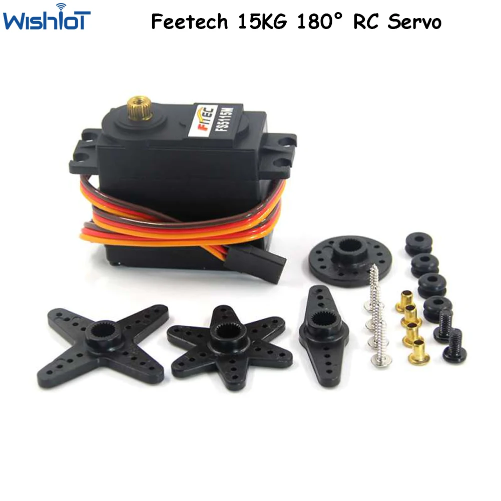 Цифровой серводвигатель Feetech, 15 кг, металлическая Шестерня 180 градусов FS5115M для Arduino RC Car Futaba JR RC модель Вертолет Лодка DIY робот
