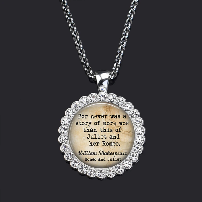 Цитата Шекспира ожерелье с подвеской-кабошоном из стекла вдохновляющими