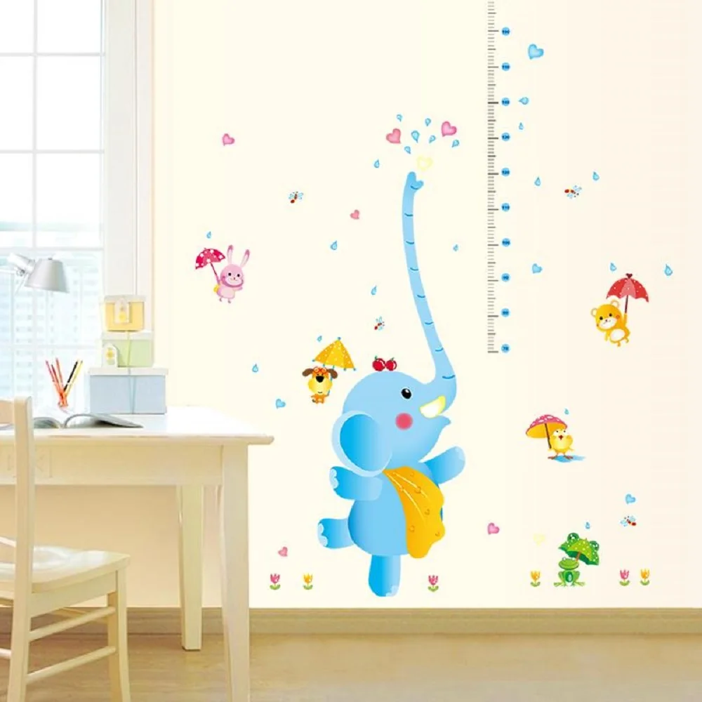 

Elephant Child Height DIY Vinyl Wall Stickers For Kids Rooms Home Decor Art Decals 3D Poster Wallpaper Decoration