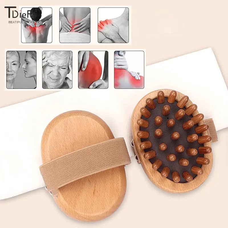 

1pc Wooden Massager Body Brush Hand-Held Cellulite Reduction Portable Relieve Tense Muscles Natural Wood Head Scalp Massage Tool