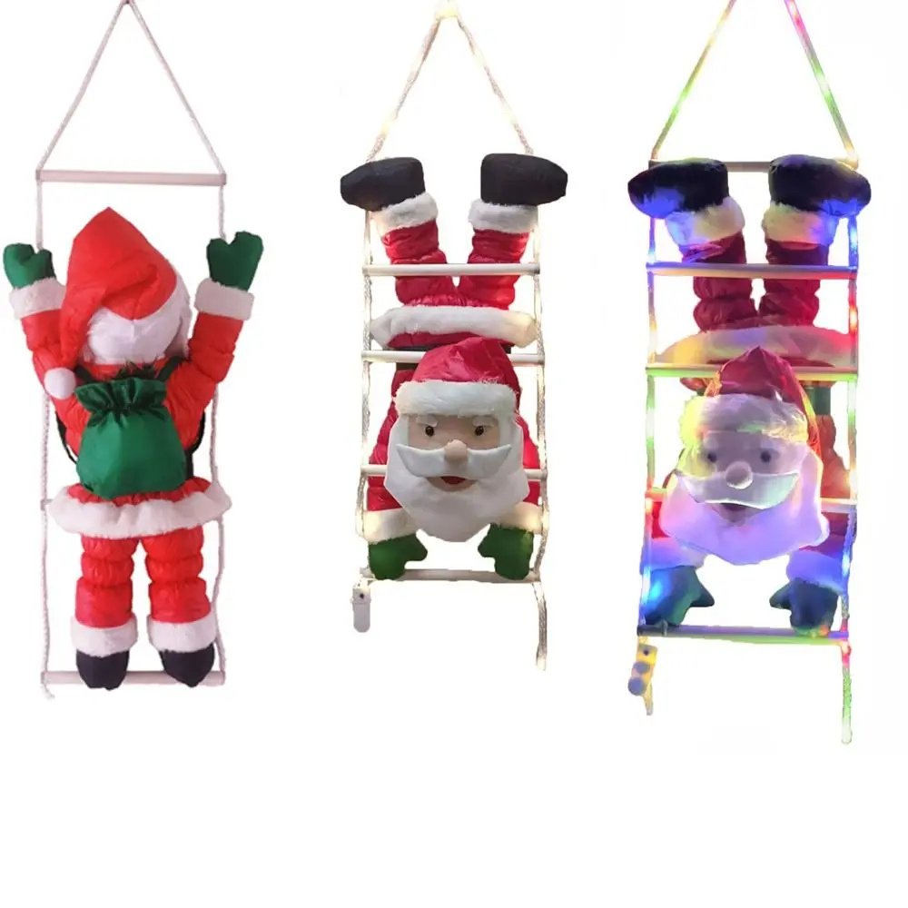 

LED Christmas Santa Claus Climbing Rope Ladder Inverted Santa Claus Hanging Doll Xmas Tree Pendant Christmas Party Navidad Decor