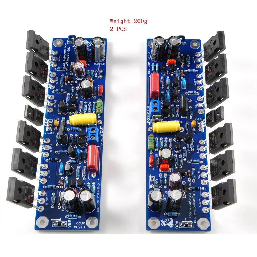 DLHiFi 2pcs LJM L150W Class AB DC +/- 45V 200W8R (+-60V) 400W 4R моно-усилитель готовая плата 200W MOSFET IRFP250 FET |