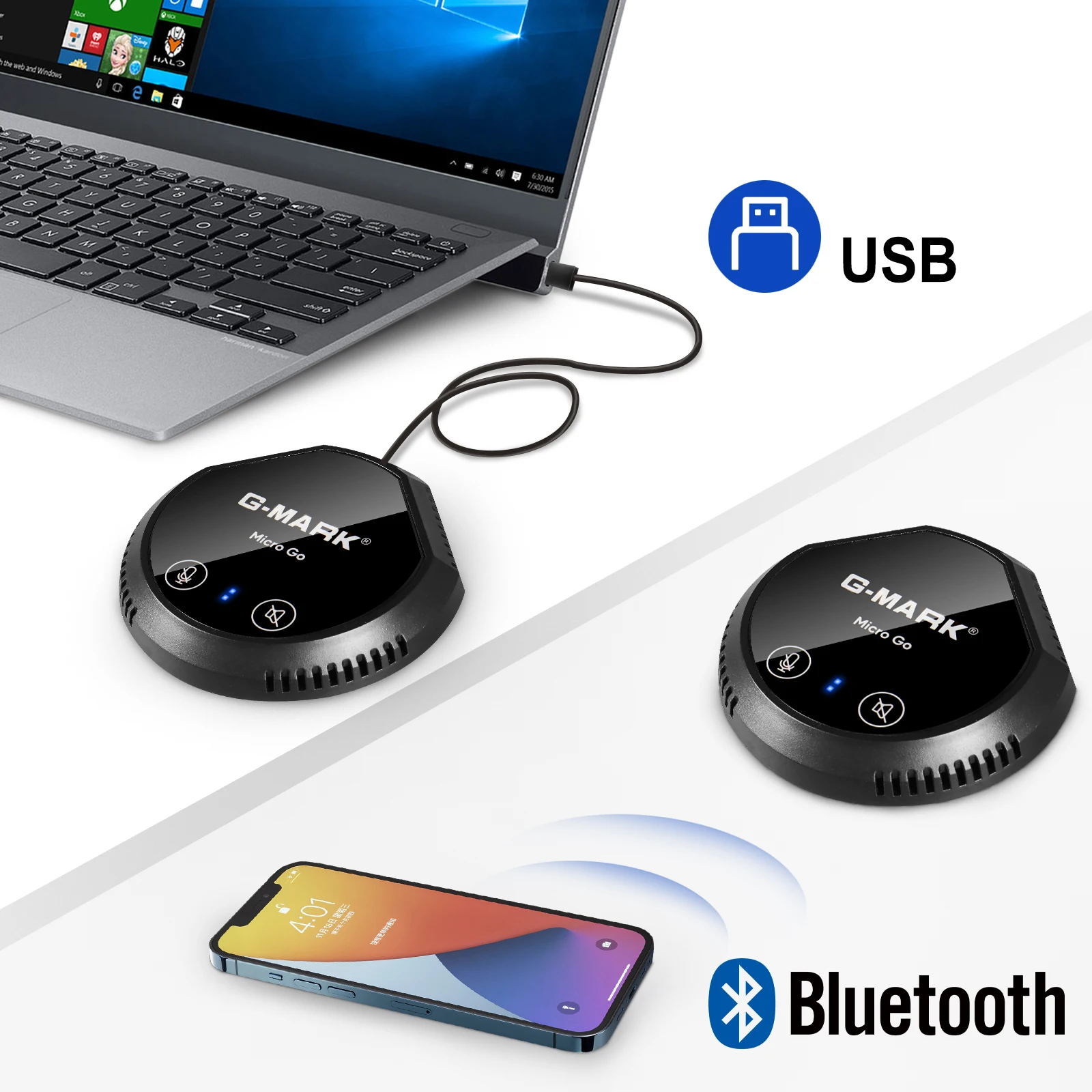 USB Speakers G-MARK Micro Go Bluetooth Conference Speakerphone with Microphone Compatible with Leading Platforms, Home Office