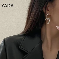 yada spiral round hoop earrings for women fashion cross twist c shaped simple smooth metal small earrings jewelry gift er220017
