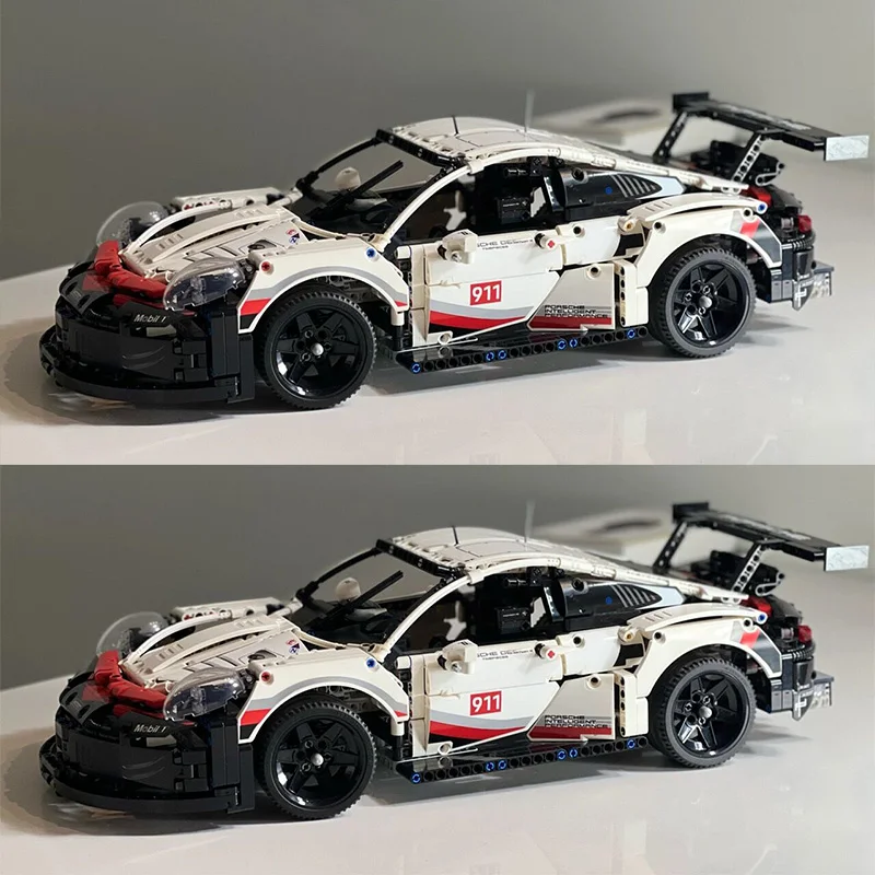 

Техническая модель супер спортивного автомобиля в стиле ретро с белыми модификациями, строительные блоки, кирпичи, детские развивающие игр...