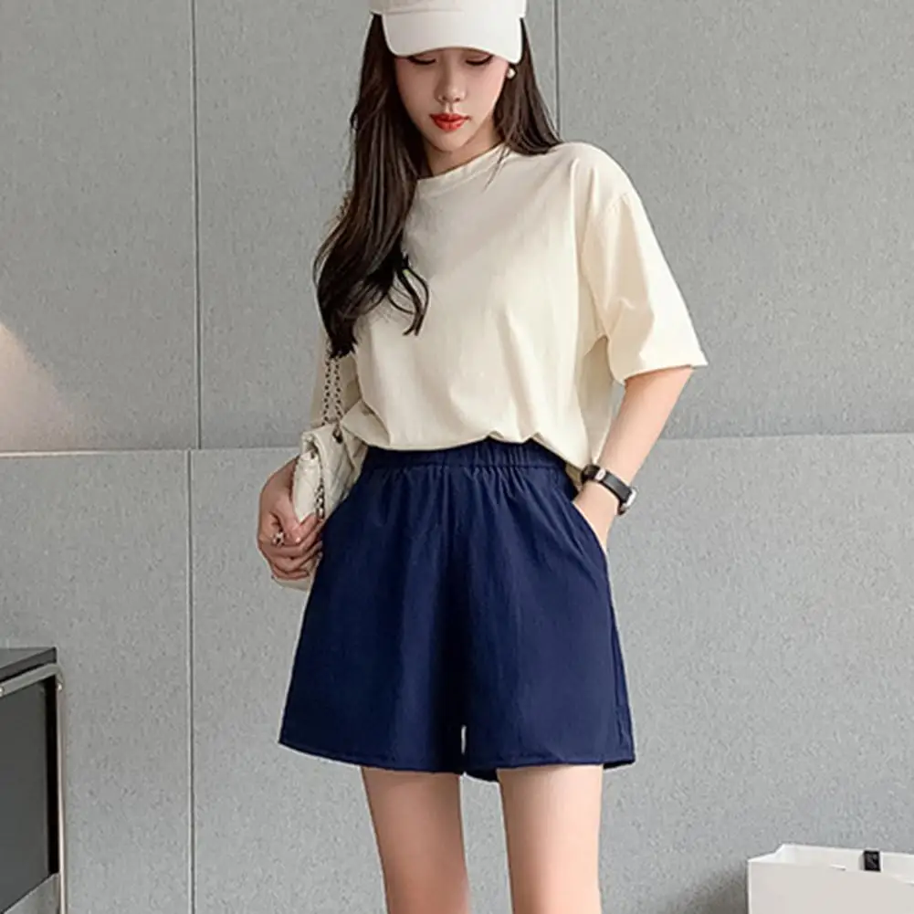 

Classic Running Shorts 3D Cutting Breathable Wide Leg Casual Office Shorts Anti-pilling Short Pants Female Clothing