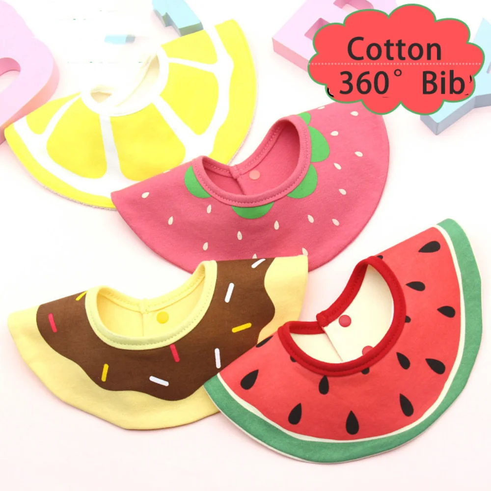 

360 Degree Rotating Cotton Bibs Petal Infant Cartoon Print Feeding Saliva Towel Newborn Toddler Burp Scarfs for Spring Autumn