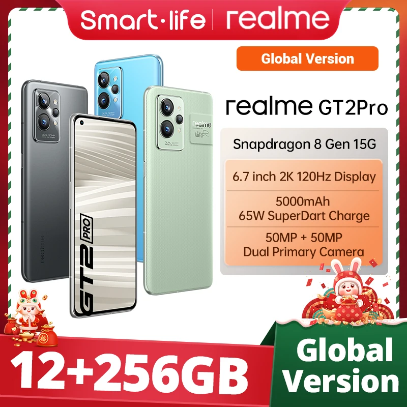 Смартфон глобальная версия realme GT 2 Pro, Snapdragon 8 Gen 1, камера SONY IMX766, 6,7 дюйма, 120 Гц, дисплей 2K, 65 Вт, SuperDart, 5000 мАч