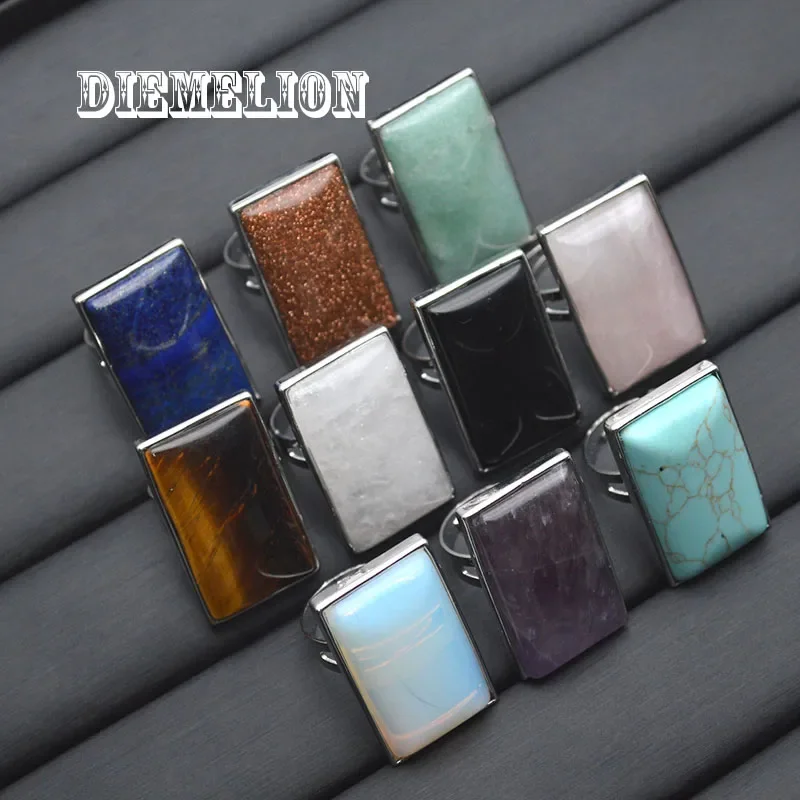 Кольцо с натуральным камнем для мужчин и женщин прямоугольное ювелирное изделие