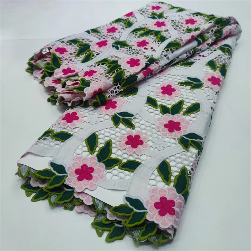 

2022 высококачественный Африканский шнур гипюровое кружево французская Водорастворимая сетчатая ткань 3D вышивка в нигерийском стиле модное...