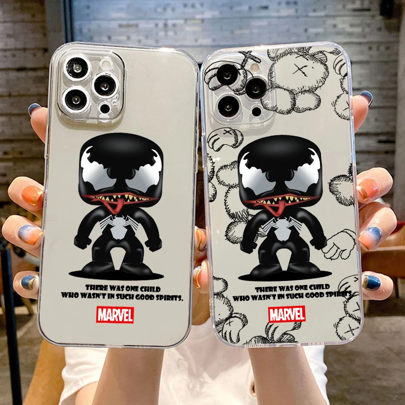 

Phone Case 11 Marvel Venom Transparent For iPhone 13 12 11 Pro Max 7 8 Plus XR XR XS Max 6 6s SE Cover Back Coque