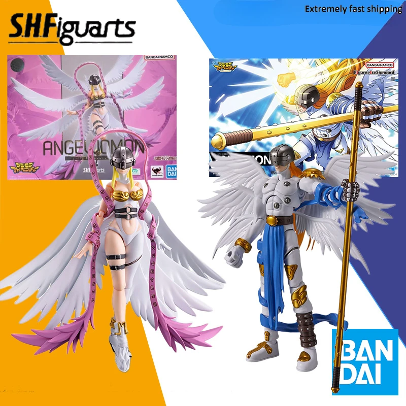 В наличии Bandai SHF Стандартная фигурка Digimon ANGEWOMON ANGEMON в сборе аниме экшн-фигурка