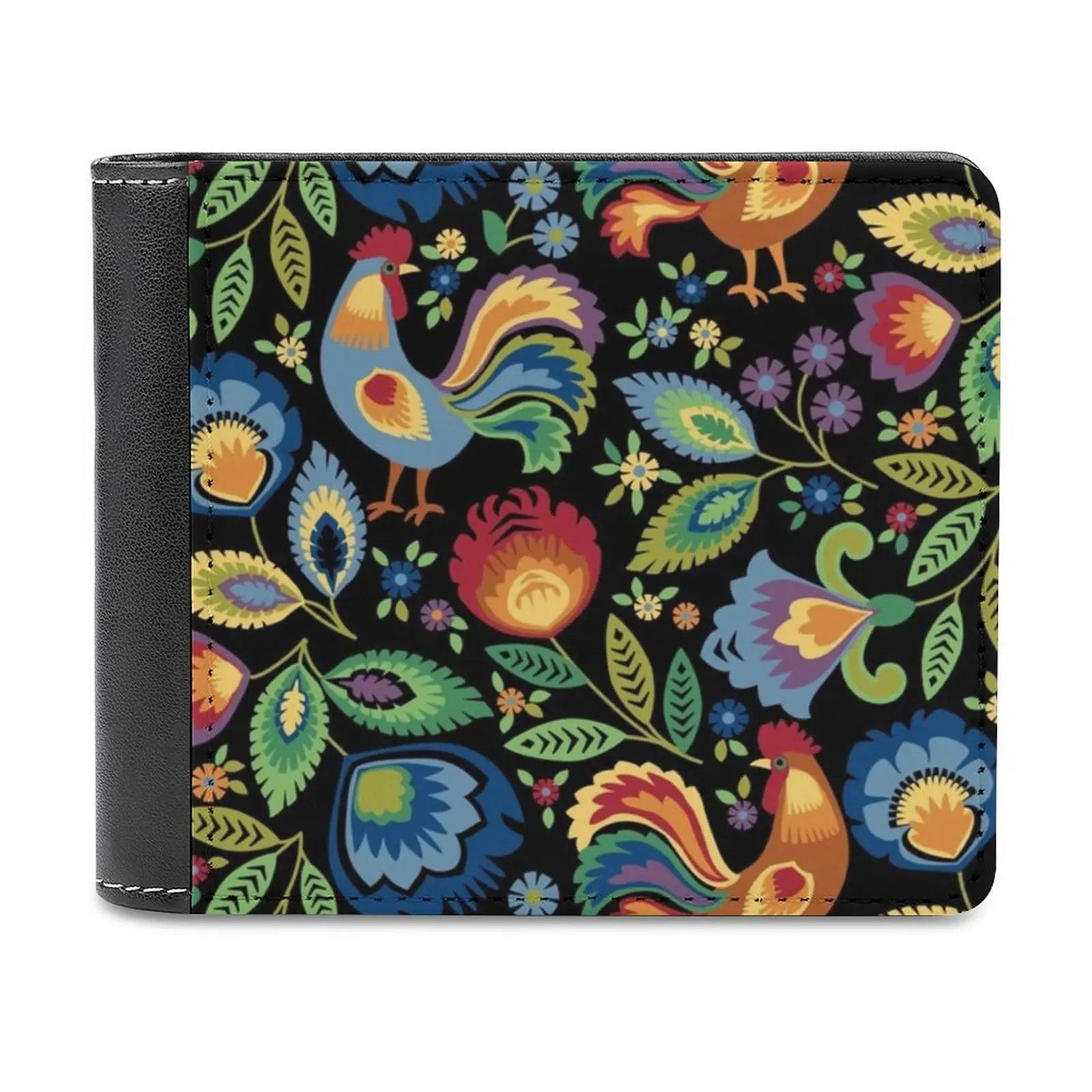

Folk Roosters Soft Men Wallets New Purse Credit Card Holders For Male Purses Men Wallet Polish Folk Folk Art Roosters Chickens
