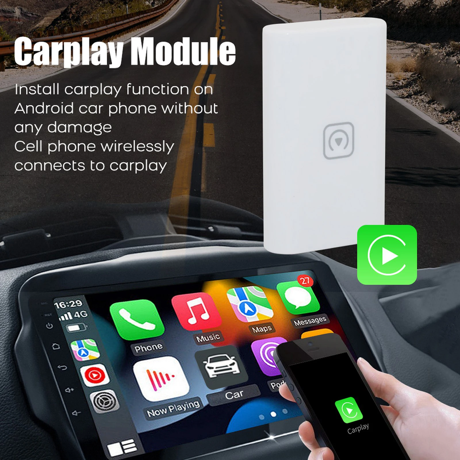 Беспроводной адаптер для Carplay USB-адаптер Поддержка беспроводного экрана CarPlay и