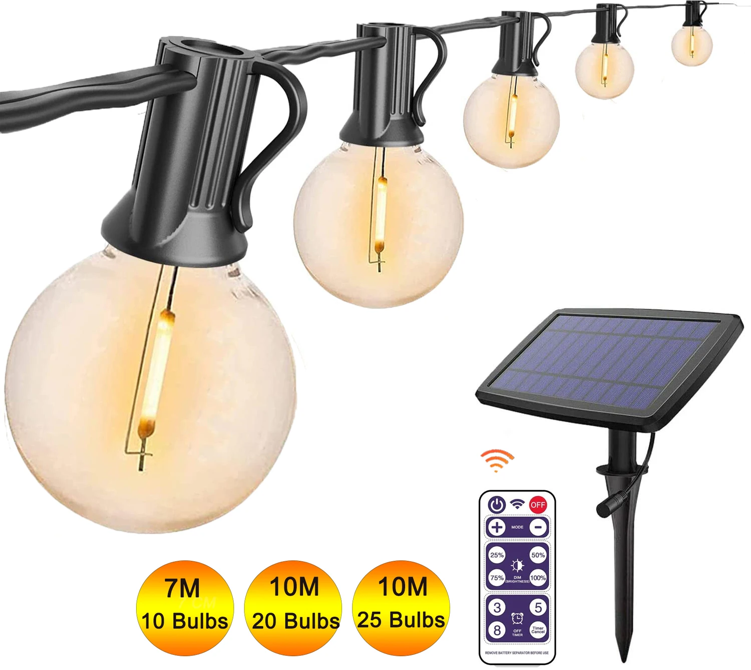 

Уличная Водонепроницаемая гирлянда на солнечной батарее G40, 10/20/25 лампочек, светодиодная лампа на солнечной батарее для украшения сада, рожд...