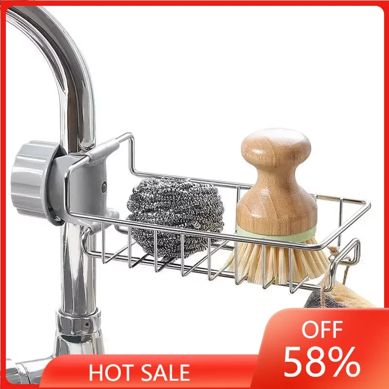 

Kitchen Stainless Steel Sink Drain Rack Shelf Basket Organizer Sponge Storage Faucet Holder Soap Drainer Bathroom Accessories