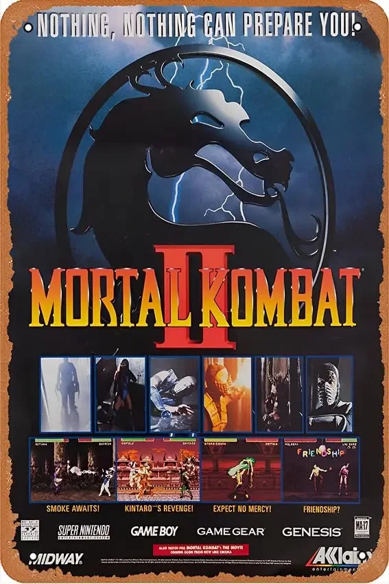 Оловянная картина Mortal Kombat жестяная вывеска металлическая винтажный