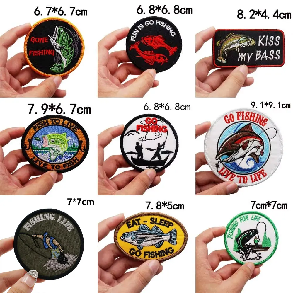 Рыбалка жизнь ушедшая рыбалка вышитые нашивки аппликация швейная этикетка панк