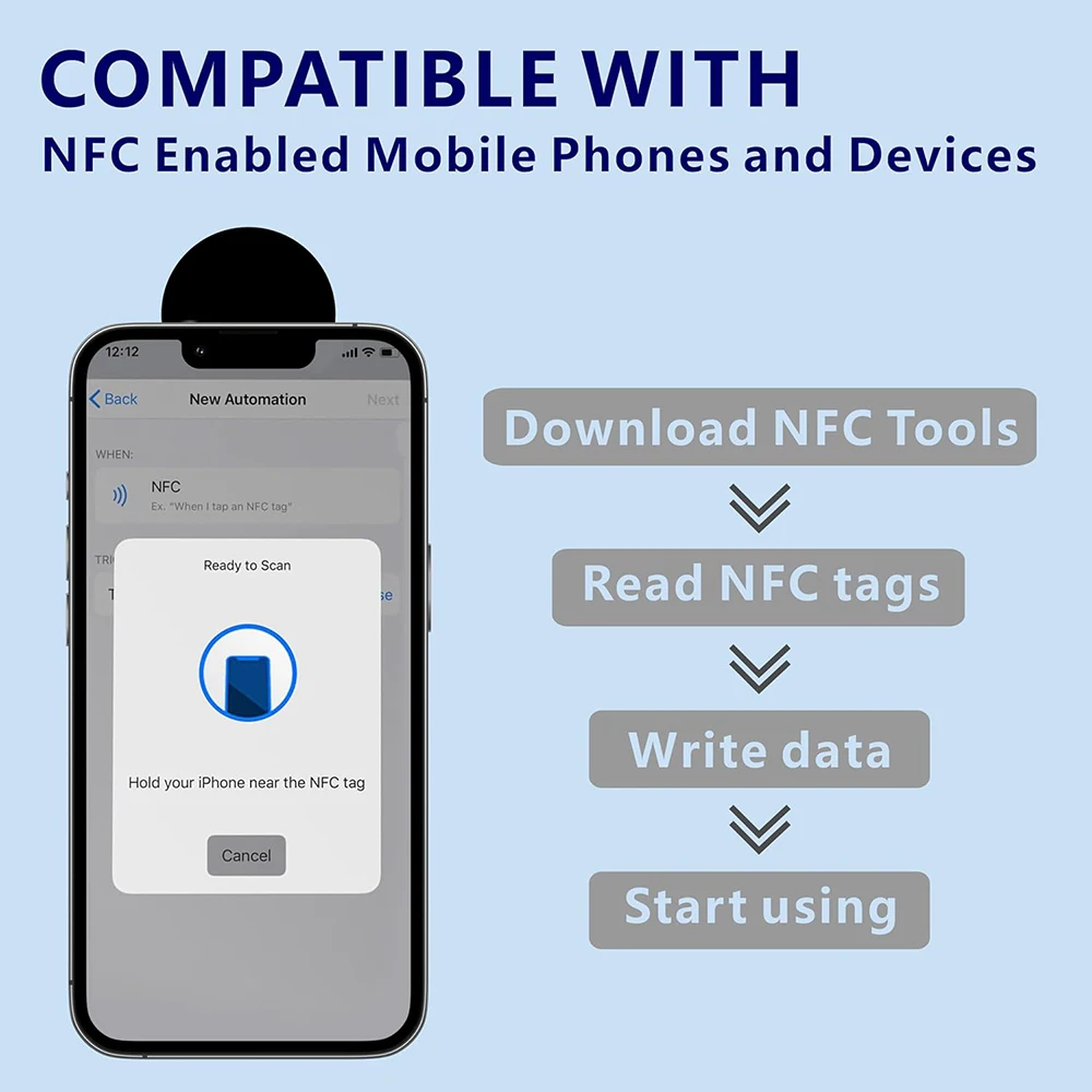 Фото NFC-метка NTAG215, наклейка NFC-чип, черная программируемая NFC-метка, совместимая со всеми смартфонами и устройствами с поддержкой NFC №4