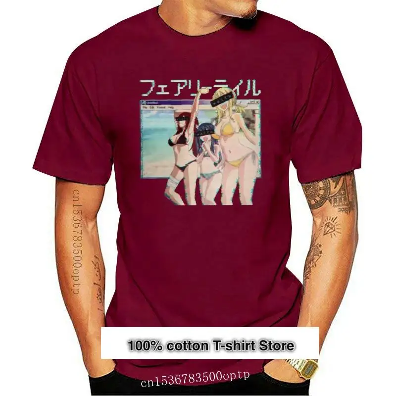 

Camiseta de манга corta con cola de hada para hombre, ropa de playa, Hipster, Anime, Kawaii, Sexy, de algodón, negra, nueva