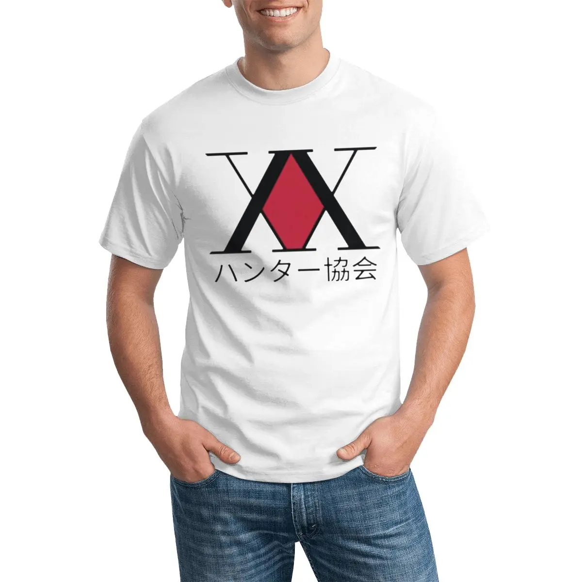 

Футболка HXH Hunter с логотипом ассоциации, Классическая мультяшная футболка из 100 хлопка, Мужская футболка оверсайз с графическим принтом