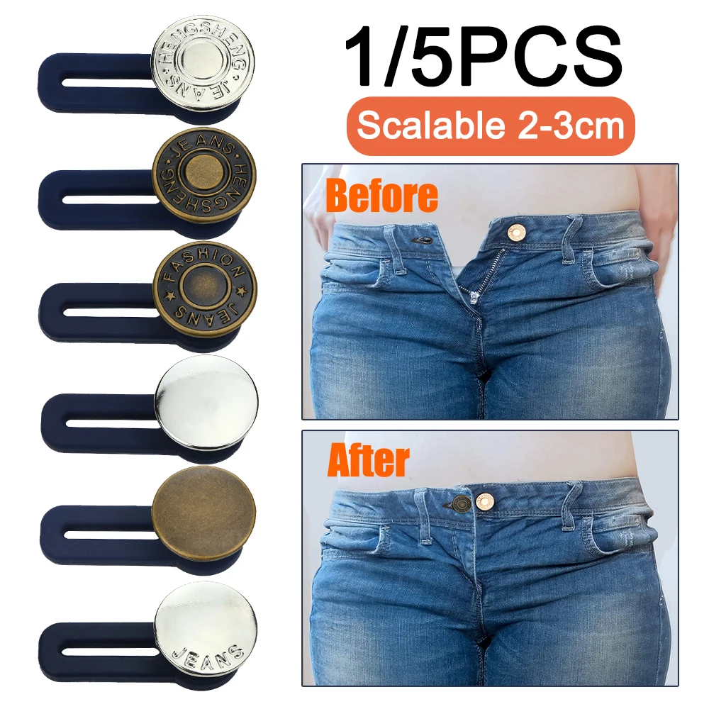 2/10PCS Magic Metal Button Extender for Pants Jeans Free Sewing Adjustable Retractable Waist Extenders Button Waistband Expander