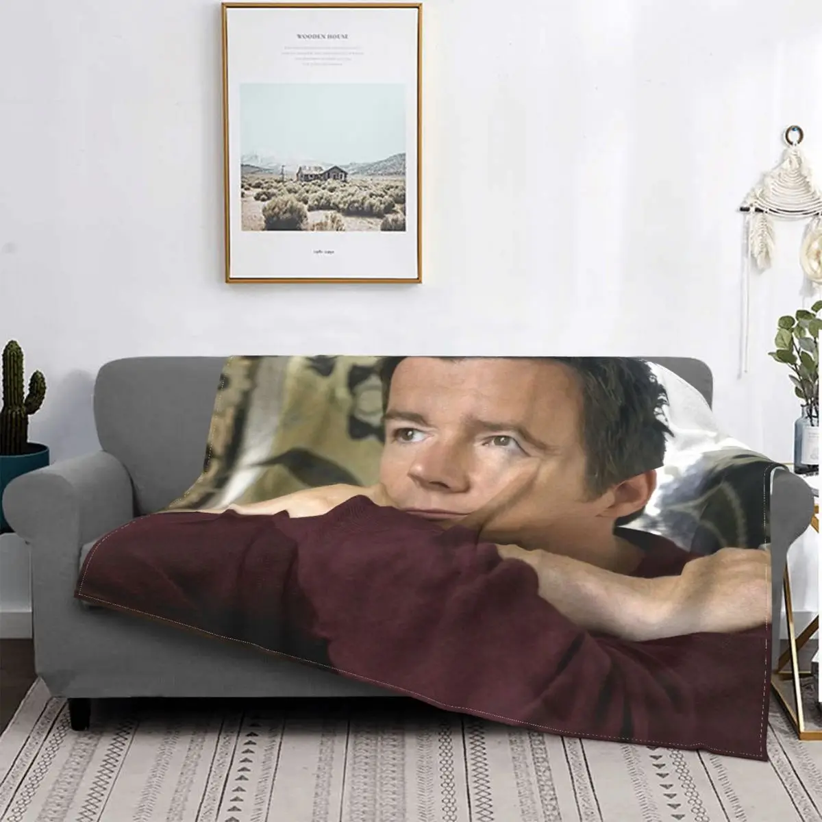 

Manta a cuadros de Rick Astley para cama, manta de muselina de Anime Kawaii, manta a cuadros en el sofra