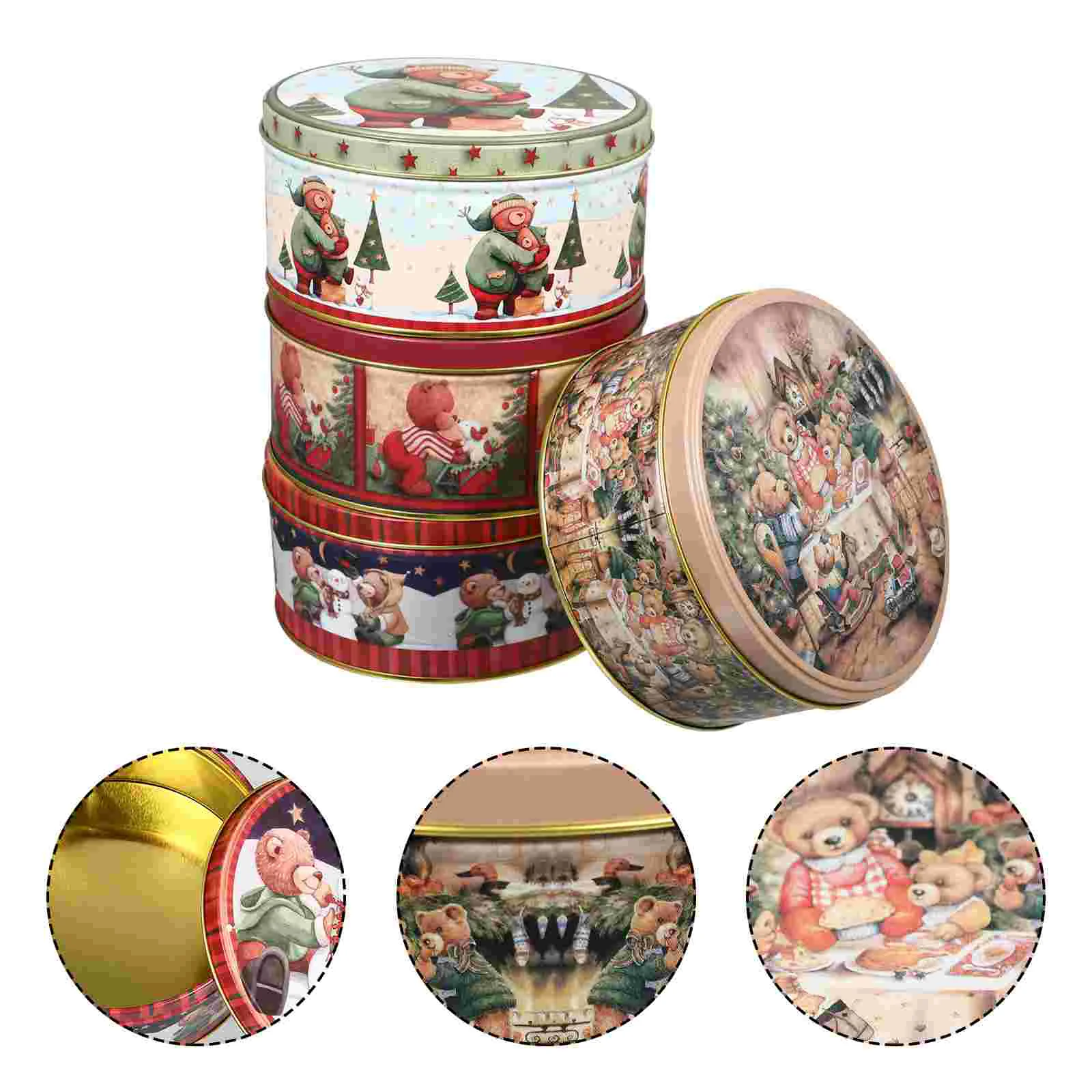 

Christmas Box Tin Candy Cookie Gift Boxes Tinstinplate Container Containersmetal Holiday Treat Jarsanta Lids Storage Round Case
