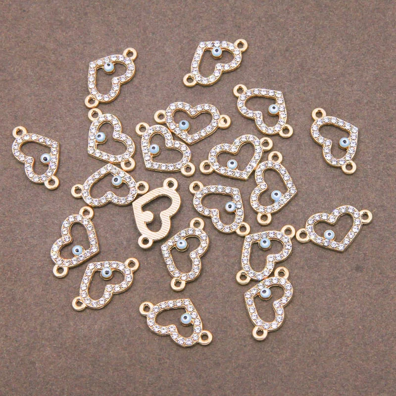 

6Pcs Silver Plated Color Love Heart Shape Alloy Connects For Making Necklace Bracelets Gift Fashion Crystal Jewelry Findings